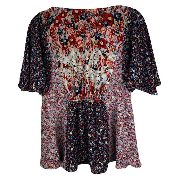 Anthro HD in Paris Floral Boho Top Size 2 - Picture 2 of 5